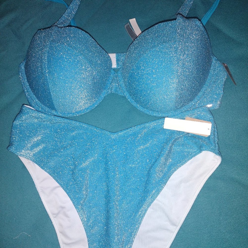 PINK high waist shimmer bikini